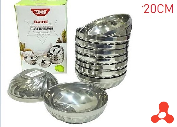 CHÉN INOX XOẮN 2 LỚP CÁCH NHIỆT 20CM (T240)