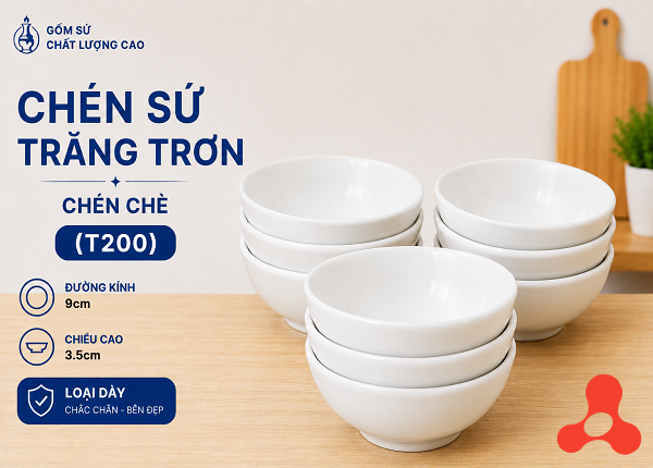 CHÉN SỨ TRẮNG TRƠN CHÉN CHÈ (T200)