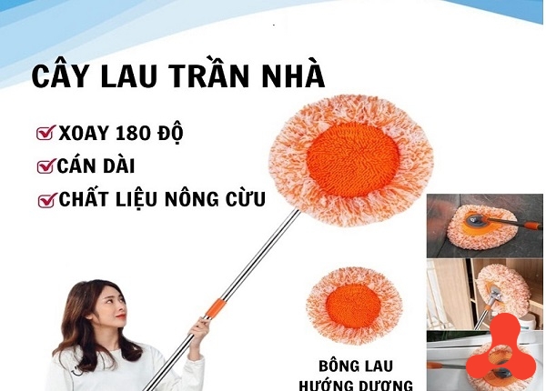 CHỔI LAU NHÀ ĐA NĂNG MÀU CAM