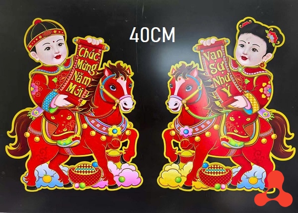 COMBO 2 MIẾNG DECAL 40CM DÁN CỬA TẾT 2026