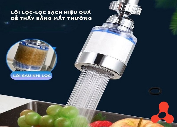 ĐẦU LỌC NƯỚC TẠI VÒI TĂNG ÁP XOAY 360 ĐỘ