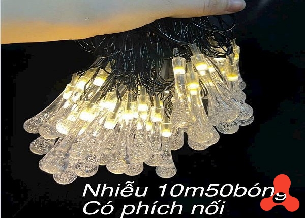 DÂY ĐÈN BI BỌT GIỌT NƯỚC TRANG TRÍ DÀI 10M CHỐNG NƯỚC CÓ NỐI