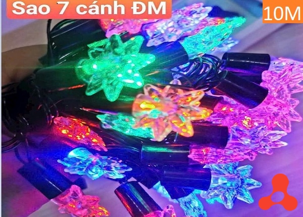 DÂY ĐÈN CHỚP ĐỦ MÀU SAO 7 CÁNH DÀI 10M