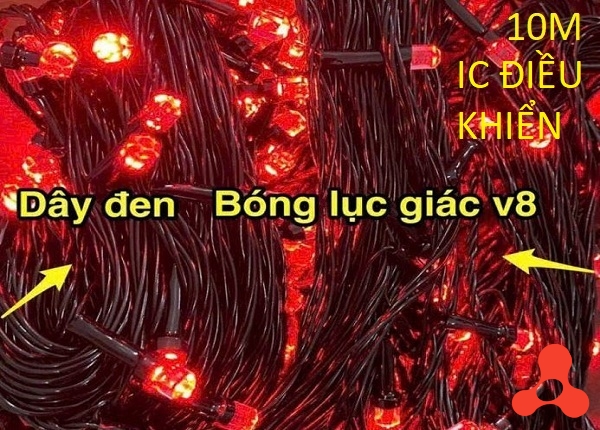 DÂY ĐÈN CHỚP LỤC GIÁC 10M MÀU ĐỎ