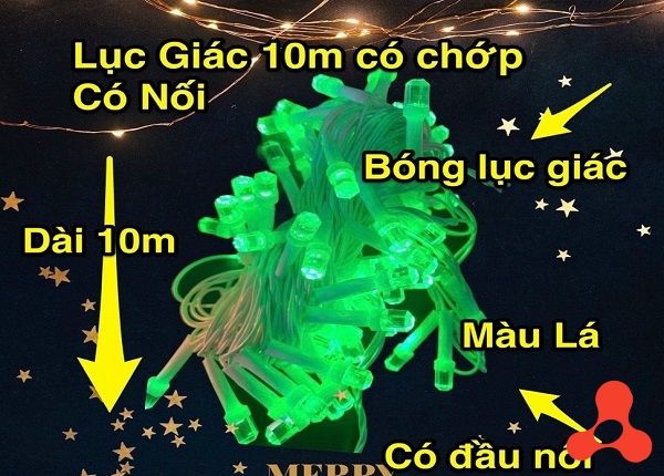 DÂY ĐÈN CHỚP LỤC GIÁC 10M MÀU XANH LÁ