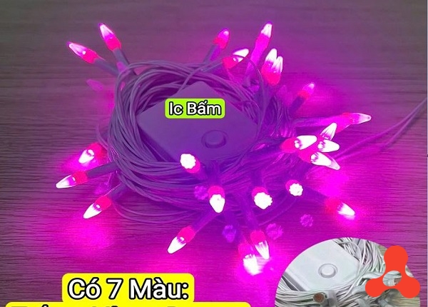 DÂY ĐÈN LED KIM CƯƠNG MÀU HỒNG 7M 32 BÓNG IC LỚN