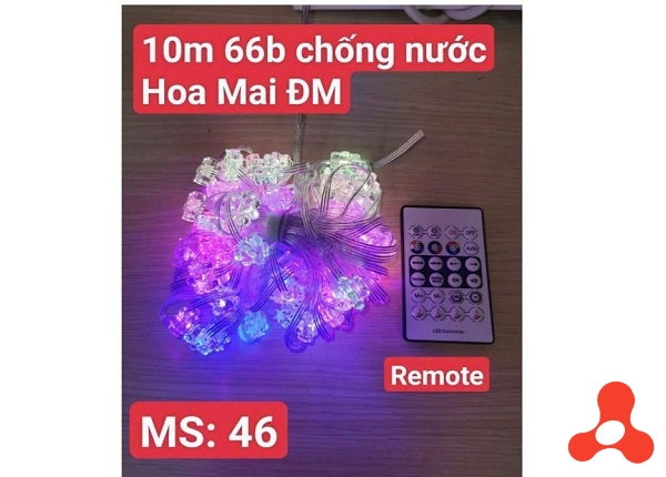 DÂY ĐÈN LED NHIỀU HỌA TIẾT 7 MÀU DÀI 10M CHỐNG NƯỚC KÈM REMOTE