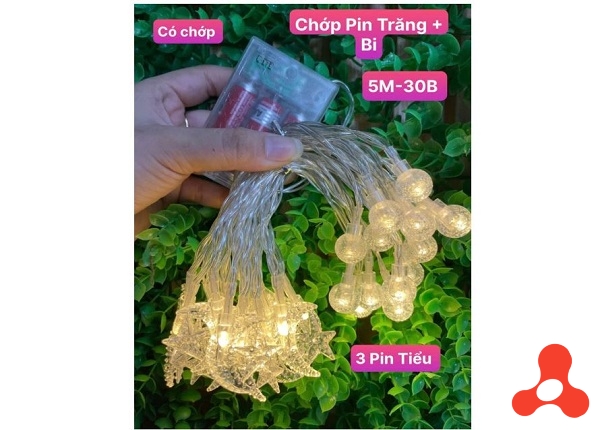 DÂY ĐÈN LED SÀI PIN TRĂNG SAO, BI ĐỤC DÀI 5M