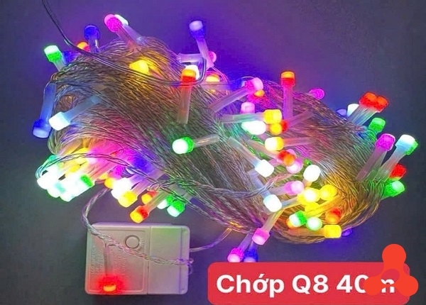 DÂY ĐÈN LED TRANG TRÍ CHỚP ĐỦ MÀU Q8 DÀI 40M