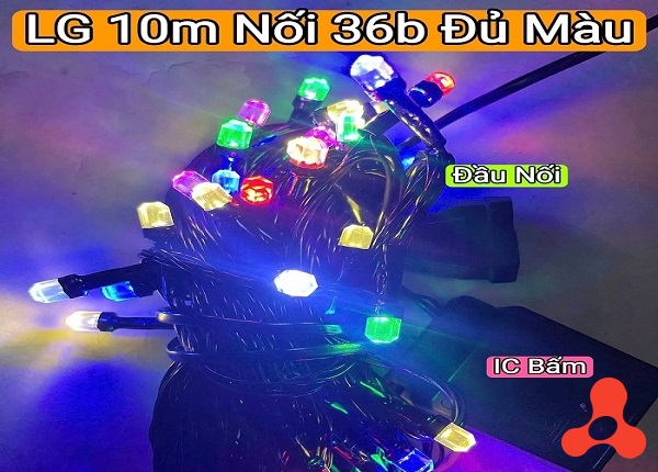 DÂY ĐÈN LỤC GIÁC ĐỦ MÀU 10M 36 BÓNG CÓ NỐI