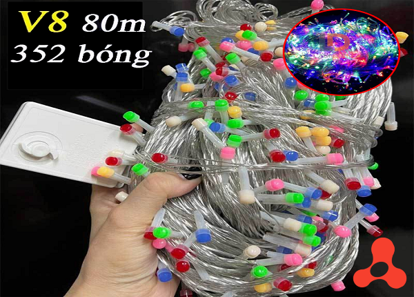 DÂY ĐÈN NHIỀU MÀU V8 BÓNG LỚN 80M 352 BÓNG