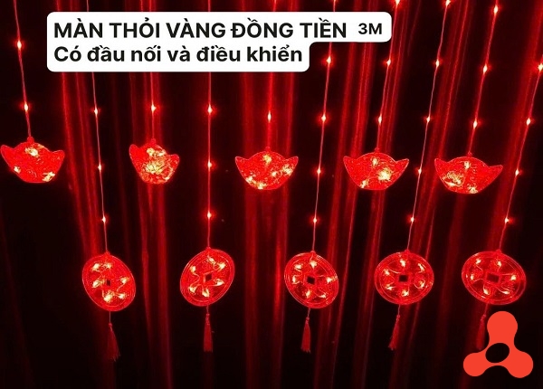 DÂY ĐÈN THỔI VÀNG ĐỒNG TIỀN DÀI 3M CÓ ĐIỀU KHIỂN ĐẦU NỐI