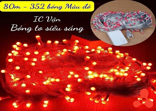 DÂY ĐÈN TRANG TRÍ MÀU ĐỎ V8 80M 352 BÓNG SIÊU SÁNG