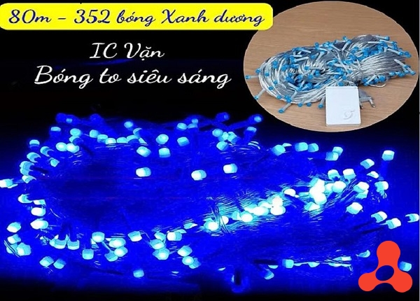 DÂY ĐÈN TRANG TRÍ XANH DƯƠNG V8 80M 352 BÓNG SIÊU SÁNG