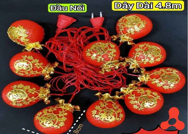 DÂY ĐÈN TÚI TIỀN CHỮ PHÚC VIỀN NHỎ 10 TRÁI - SIZE 8CM