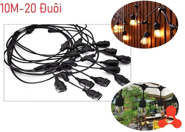 DÂY ĐUI ĐÈN TRANG TRÍ E27 CHỐNG NƯỚC 10M - 20 ĐUI