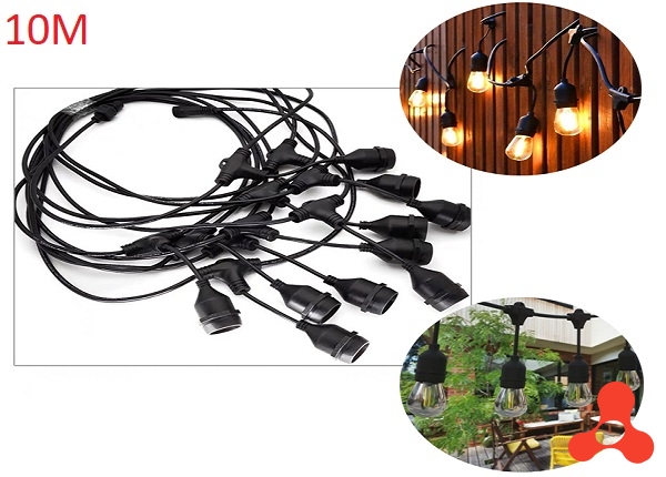 DÂY ĐUI ĐÈN TRANG TRÍ E27 CHỐNG NƯỚC 10M