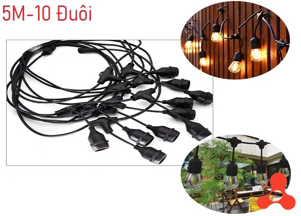 DÂY ĐUI ĐÈN TRANG TRÍ E27 CHỐNG NƯỚC 5M - 10 ĐUI