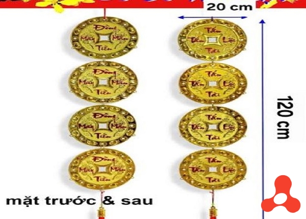 DÂY TREO TẾT 2 MẶT ĐỒNG TIỀN DÀI 1,2M MÃ TL78