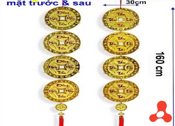 DÂY TREO TẾT 2 MẶT ĐỒNG TIỀN DÀI 1,6M MÃ TL80