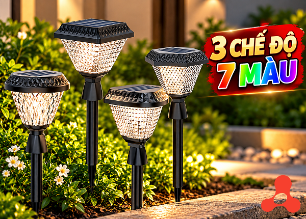 ĐÈN CẮM ĐẤT NĂNG LƯỢNG MẶT TRỜI TRANG TRÍ SÂN VƯỜN 3 CHẾ ĐỘ 7 MÀU (T10)