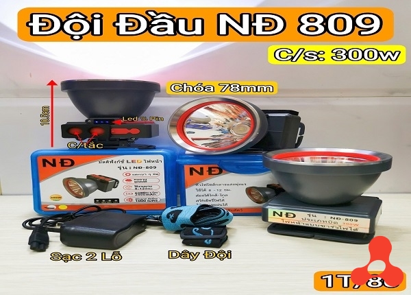 ĐÈN ĐỘI ĐẦU SIÊU SÁNG CÔNG SUẤT 300W NĐ 809