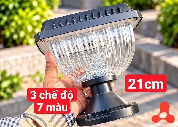 ĐÈN GẮN TRỤ CỔNG NĂNG LƯỢNG MẶT TRỜI 3 CHẾ ĐỘ 7 MÀU 21cm (MẪU VUÔNG-T10)