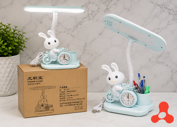 ĐÈN HỌC LED ĐỂ BÀN 6887 8W TÍCH HỢP ĐỒNG HỒ BÁO THỨC & ỐNG ĐỰNG BÚT - 3 CHẾ ĐỘ