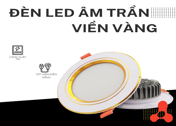 ĐÈN LED ÂM TRẦN 3 MÀU 7W VIỀN VÀNG