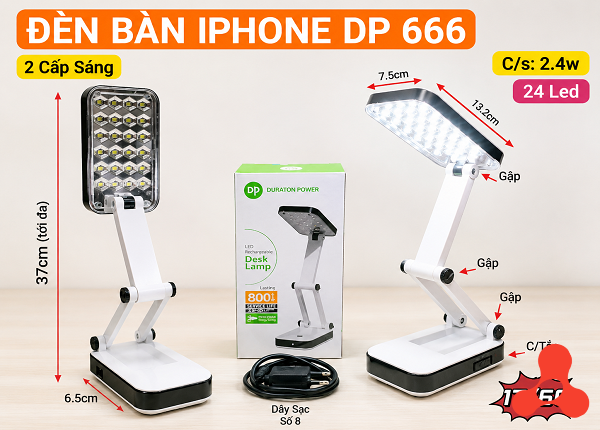 ĐÈN LED ĐỂ BÀN GẤP GỌN 24 BÓNG DP 666 (T60)