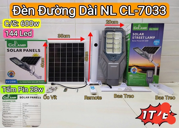 ĐÈN PHA,ĐÈN ĐƯỜNG DÀI NLMT 600W SOLAR CL- 7033