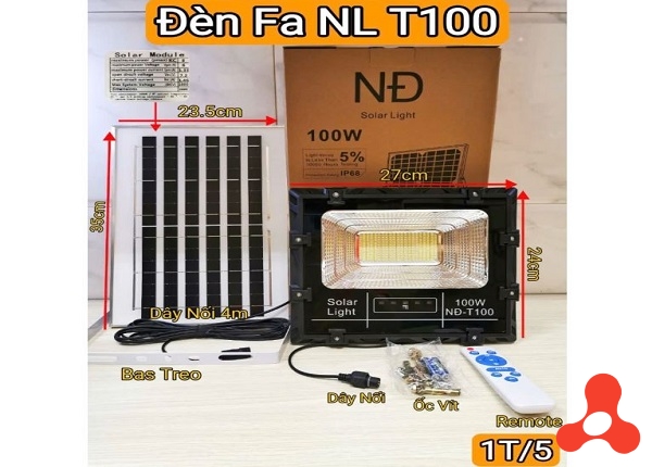 ĐÈN PHA NLMT SOLAR 100W NĐ- T100