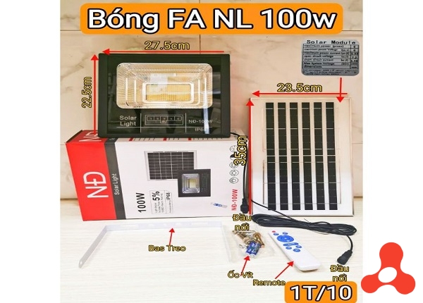 ĐÈN PHA NLMT SOLAR IP68 100W HỘP ĐỎ