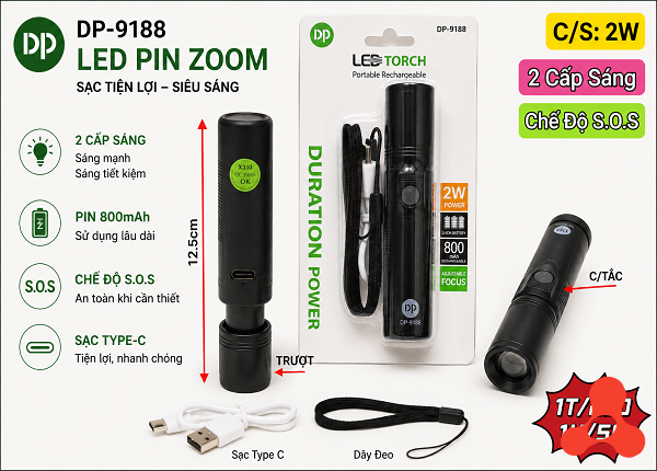 ĐÈN PIN CẦM TAY MINI DP 9188 (T200)