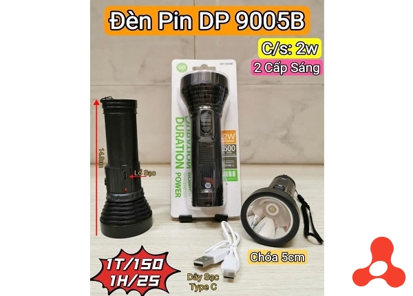 ĐÈN PIN CẦM TAY SẠC USB DP 9005B