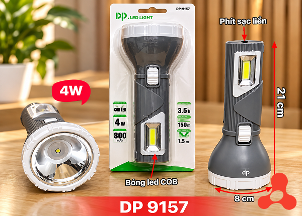 ĐÈN PIN CẦM TAY SIÊU SÁNG 2in1 DP-9157 (T100)
