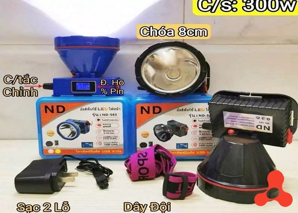 ĐÈN PIN ĐỘI ĐẦU NÚT CHỈNH 300W NĐ 583