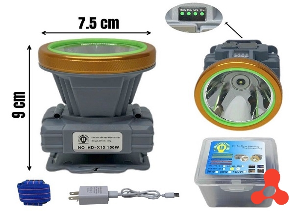 ĐÈN PIN ĐỘI ĐẦU SIÊU SÁNG 150W ZY HD X13