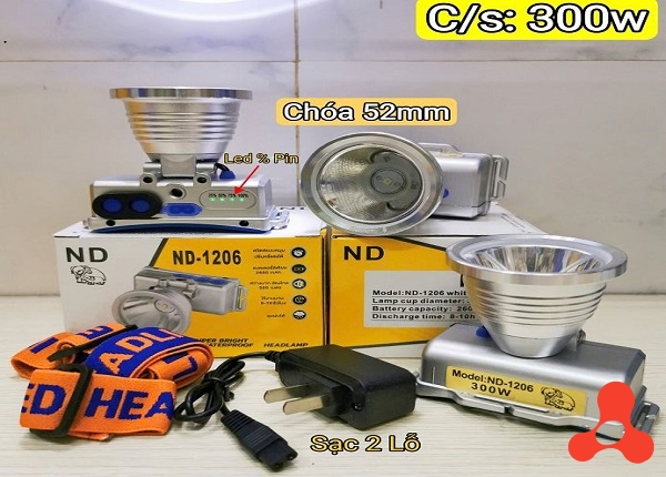 ĐÈN PIN ĐỘI ĐẦU SIÊU SÁNG 300W NĐ 1206