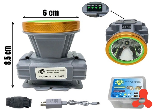 ĐÈN PIN ĐỘI ĐẦU SIÊU SÁNG 80W ZY HD X12