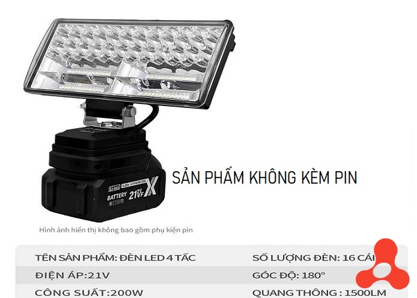 ĐÈN PIN LED 200W DÙNG PIN MÁY KHOAN