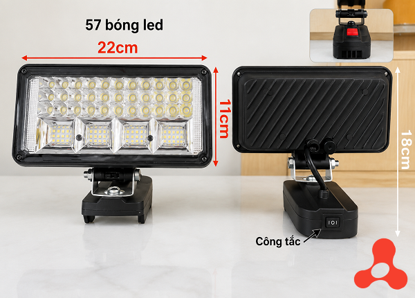 ĐÈN PIN LED 57 BÓNG DÙNG PIN MÁY KHOAN
