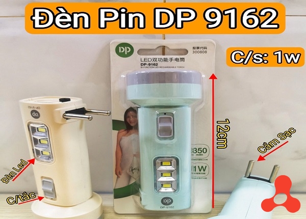 ĐÈN PIN SẠC 2 CHẾ ĐỘ SÁNG DP 9162