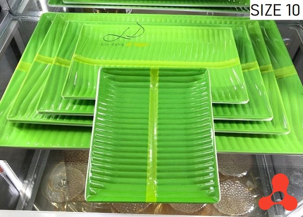 ĐĨA NHỰA GIẢ LÁ CHUỐI CHỮ NHẬT SIZE 10 (T180)