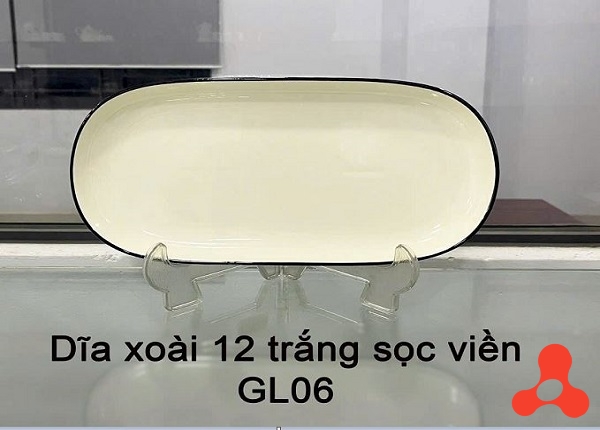 ĐĨA SỨ DÀI TRẮNG SỌC VIỀN ĐEN GL06