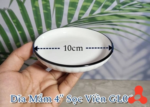 ĐĨA SỨ MẮM 4'' SỌC VIỀN ĐEN GL06