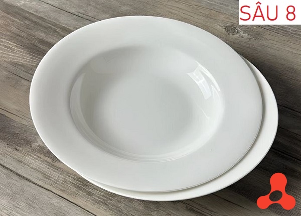 ĐĨA SỨ SÂU TRẮNG TRƠN SIZE 8 - 20CM (T60)