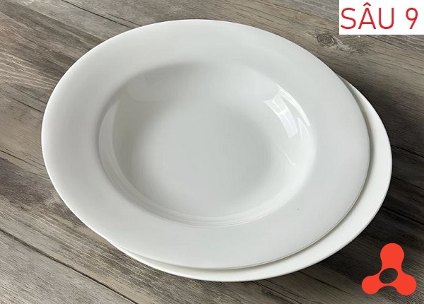 ĐĨA SỨ SÂU TRẮNG TRƠN SIZE 9 - 23CM (T40)