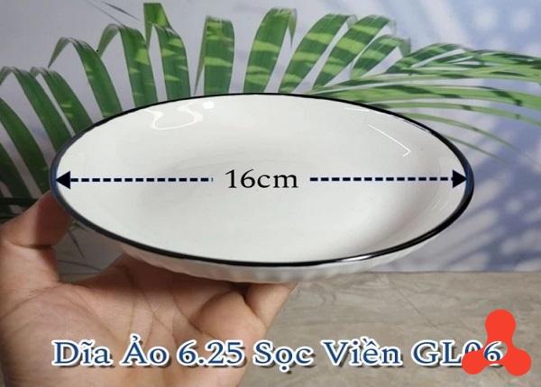 ĐĨA SỨ TRÒN 6.25 ẢO SỌC VIỀN ĐEN GL06