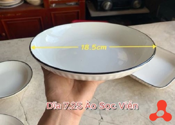 ĐĨA SỨ TRÒN 7.25 ẢO SỌC VIỀN ĐEN GL06